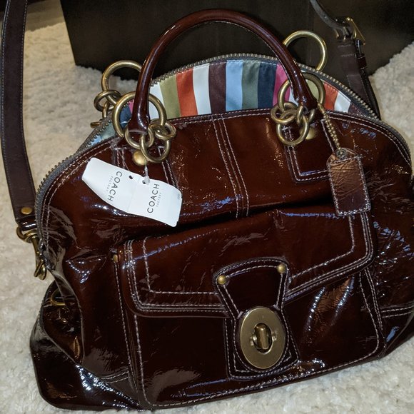 Coach Handbags - COACH FRANCINE LEGACY Patent Leather Bag NWT